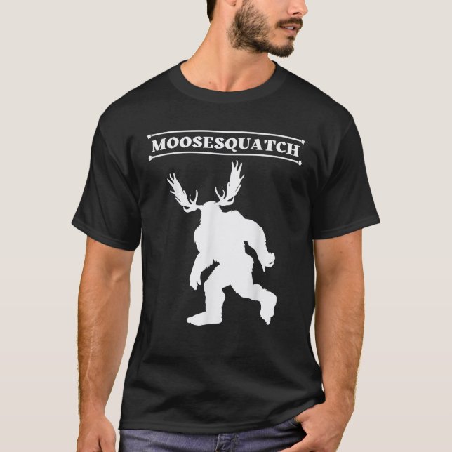 White Moosesquatch Funny Moose Sassquatch Cryptid  T-Shirt (Front)
