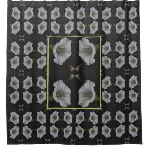 White Morning Glory Flower Abstract Pattern Shower Curtain