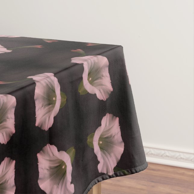 White Morning Glory Flower Close Up Abstract Tablecloth (In Situ)