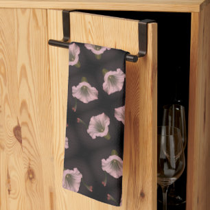 White Morning Glory Flower Close Up Pattern Tea Towel