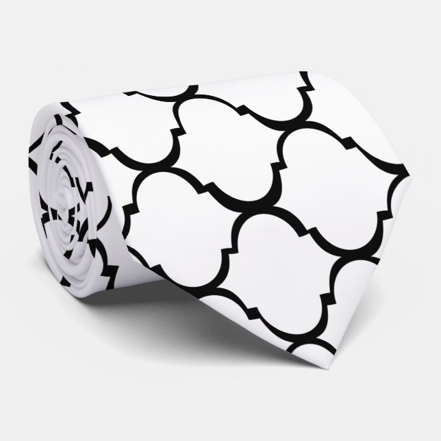 White Moroccan Design Tie (Rolled)
