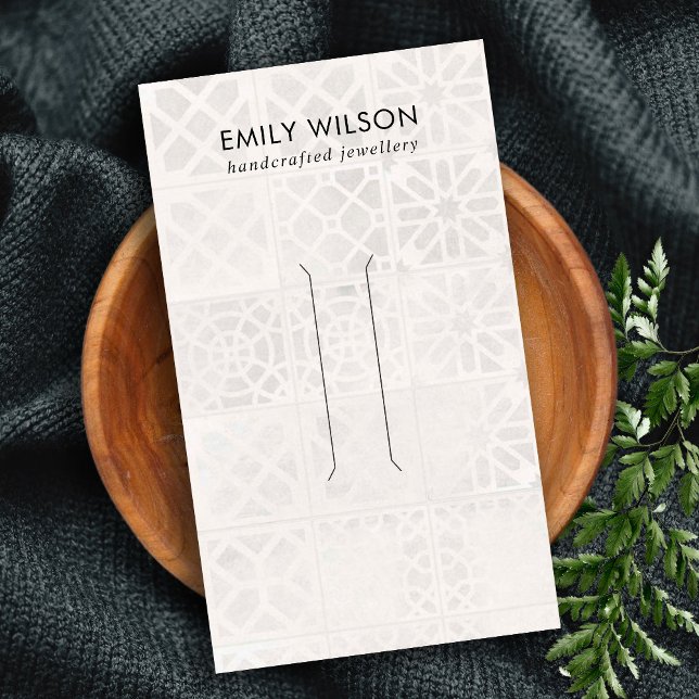 WHITE MOROCCAN TILE TEXTURE HAIR CLIP DISPLAY CARD (Creator Uploaded)