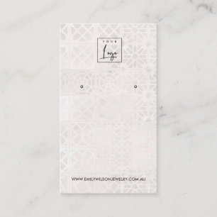 WHITE MOROCCAN TILE TEXTURE STUD EARRING DISPLAY BUSINESS CARD