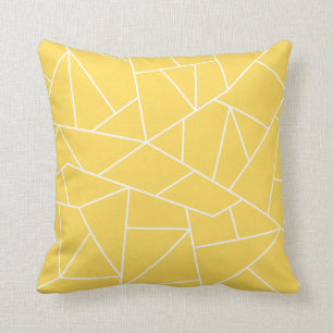 White Mosaic Lines On Mustard Yellow Cushion