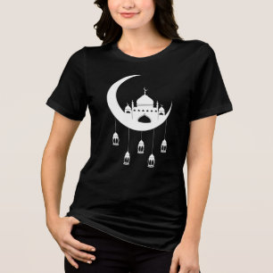White Mosque in Crescent Moon Fanous Ramadan Tri-Blend Shirt