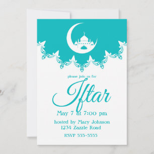 White Mosque in Crescent Moon Ramadan Iftar Invitation