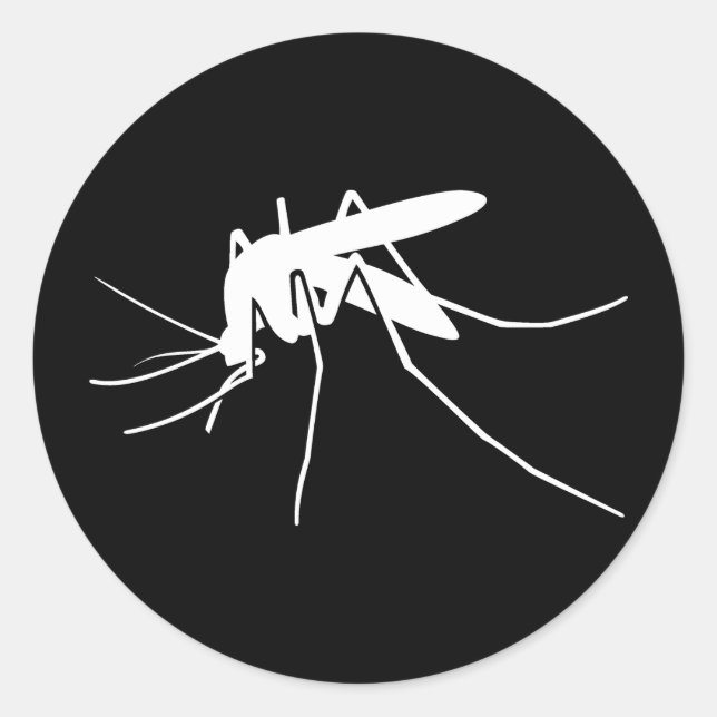 White Mosquito Side View Classic Round Sticker (Front)