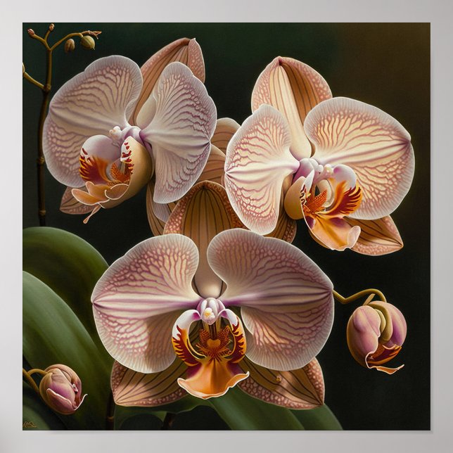 White Moth Orchid Flowers Art Print Poster (Front)