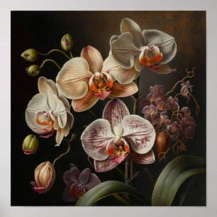 White Moth Orchid Flowers Art Print Poster