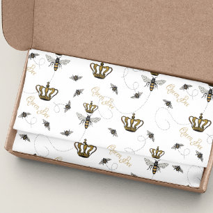 White Mothers Day Royal Queen Bee & Gold Crown Tissue Paper