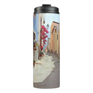 WHITE MOTOR SCOOTER NEAR BUILDING THERMAL TUMBLER