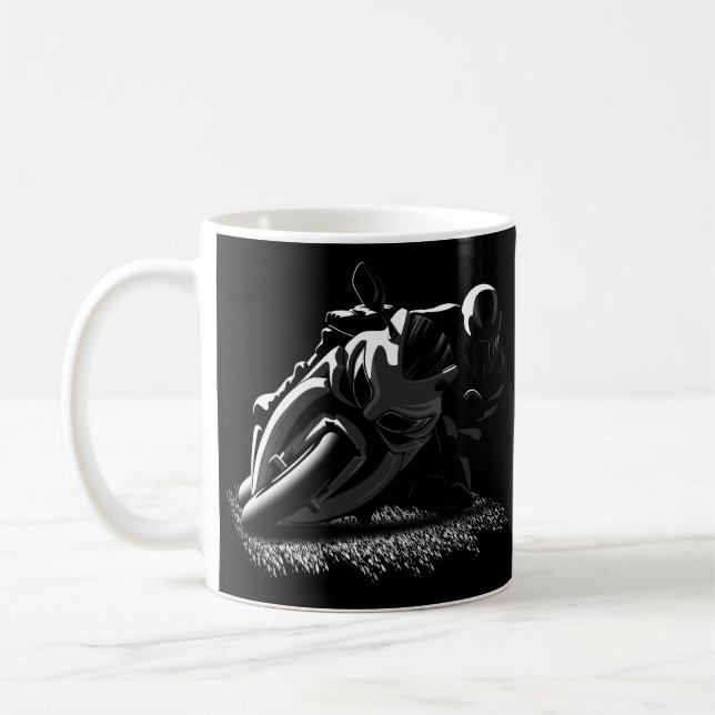 White Motorcycle street racer Coffee Mug (Left)