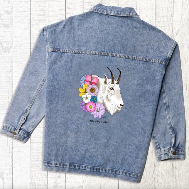 White Mountain Goat Flowers Denim Jacket (Creator Uploaded)