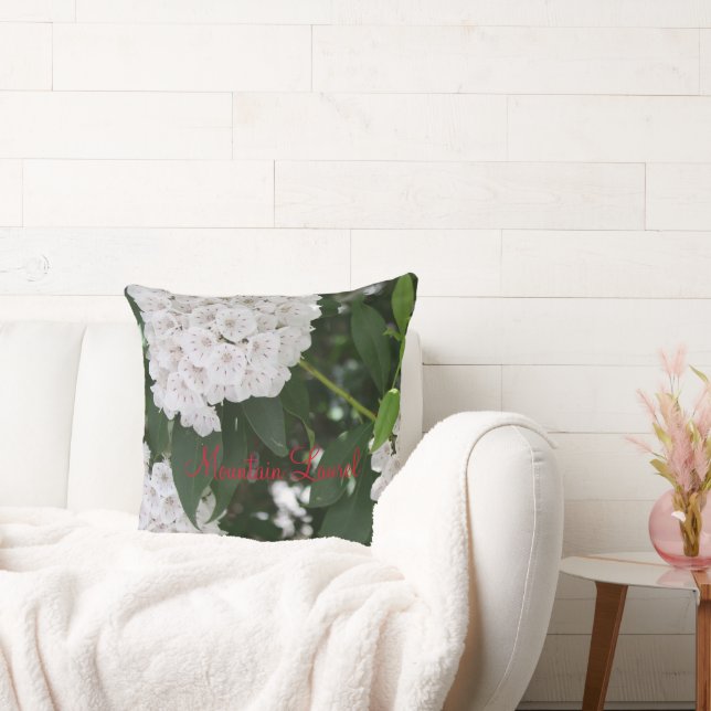 White Mountain Laurel Flowers Throw Pillow (Couch)