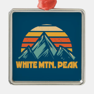 White Mountain Peak California Retro Turquoise Metal Ornament