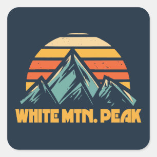 White Mountain Peak California Retro Turquoise Square Sticker