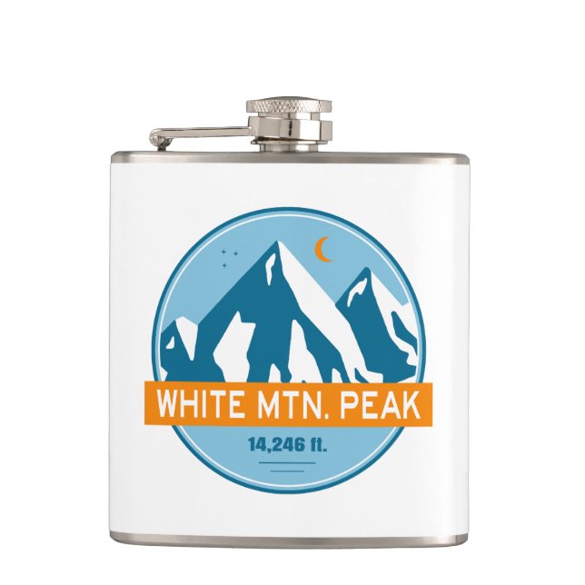 White Mountain Peak California Stars Moon Hip Flask (Front)