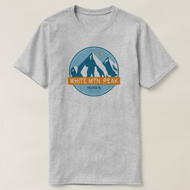 White Mountain Peak California Stars Moon T-Shirt (Design Front)