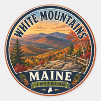 White Mountains Fryeburg Maine Round Sticker