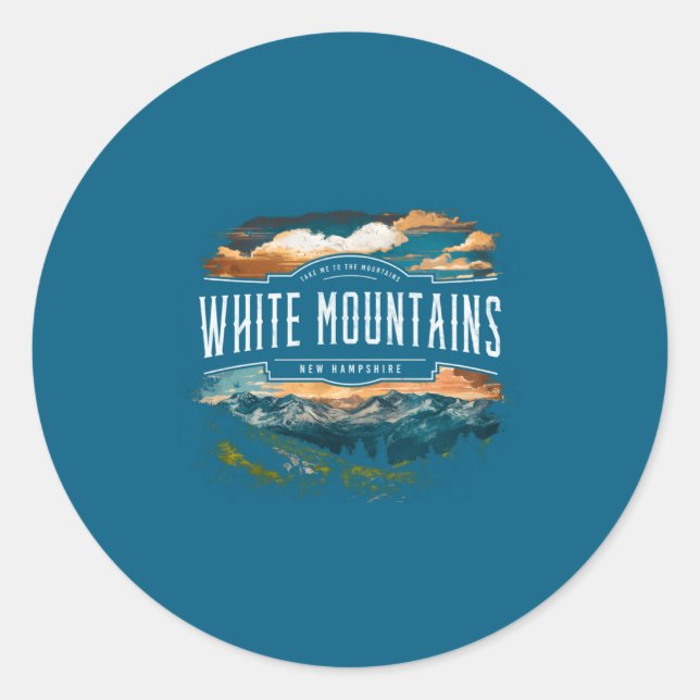 White Mountains New Hampshire Hiking Outdoors Vint Classic Round Sticker (Front)