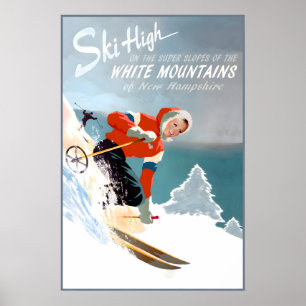 White Mountains New Hampshire Travel Poster Snow