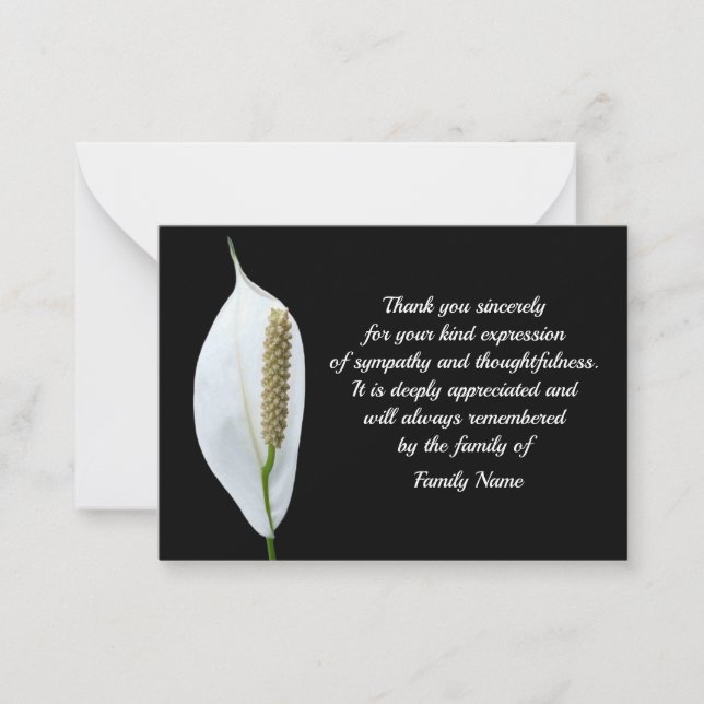 White Mourning Flower After Funeral Thank You Card (Front)