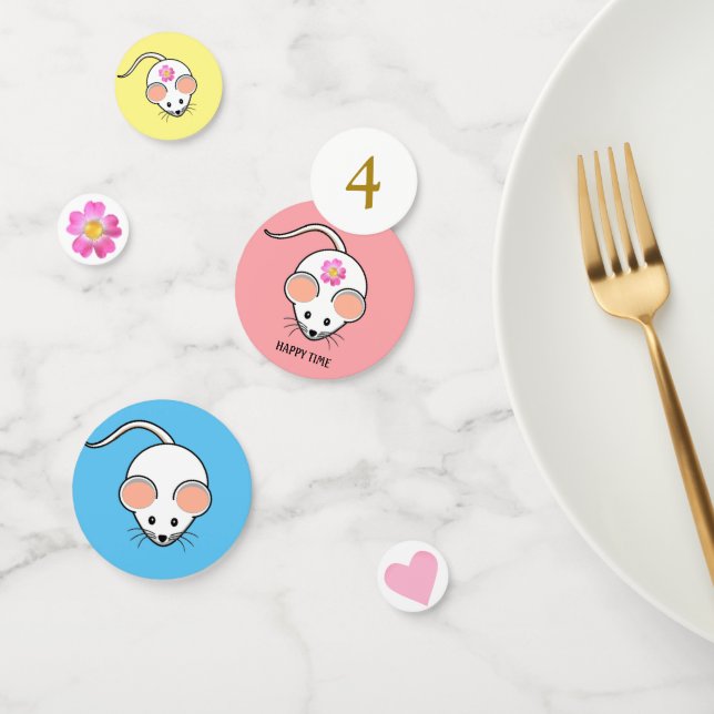 White mouse cartoon Birthday Confetti (Group)
