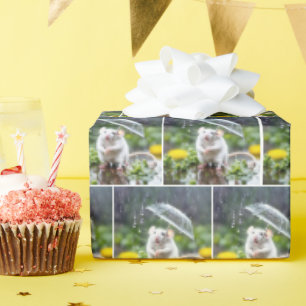 White Mouse With Umbrella Wrapping Paper