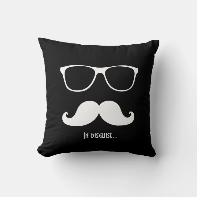 White Moustache and Sunglasses Disguise Cushion (Front)