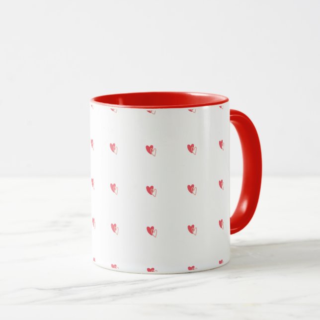  White Mug – Small Red Hearts with Filled Centers (Front Right)
