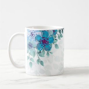 White Mug with Blue Flower