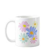 white mug with burst of daisies front and back