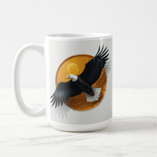White mug with eagle design