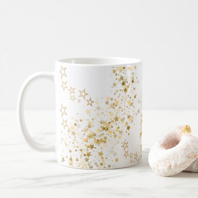 White Mug with golden stars (With Donut)
