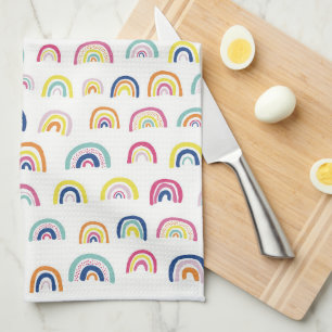 White Multi Rainbow Tea Towel