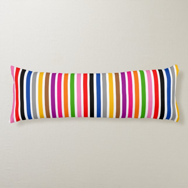White Multicolor Stripes Lines Pattern Design  Body Cushion (Front)