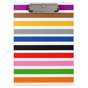 White Multicolor Stripes Lines Pattern Design Clipboard