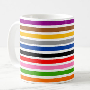 White Multicolor Stripes Lines Pattern Design Coffee Mug
