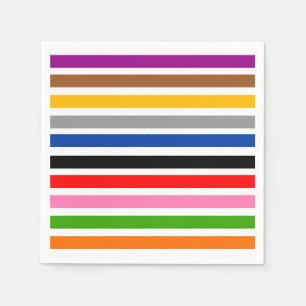 White Multicolor Stripes Lines Pattern Design Napkin