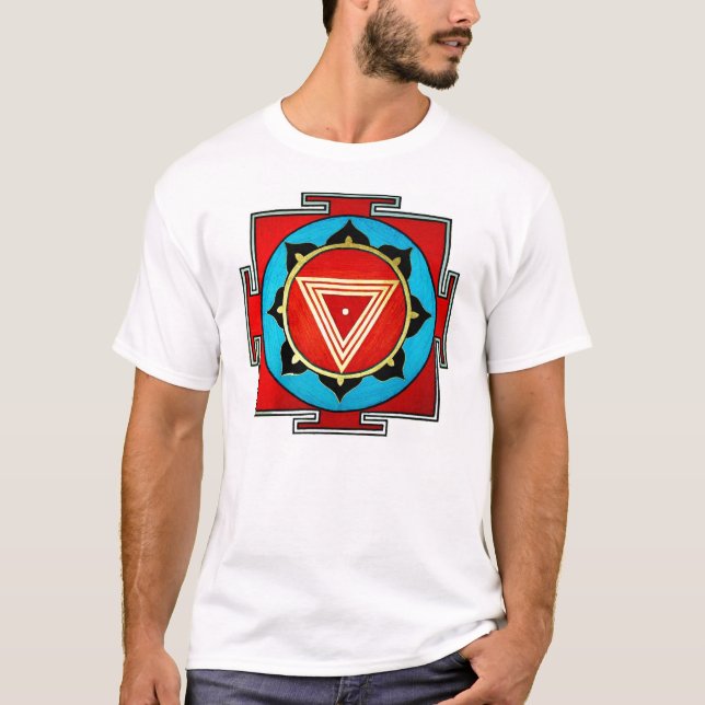 White Multicolored Kali Yantra Tee (Front)