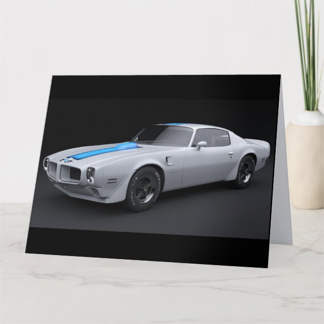 WHITE MUSCLE CAR VINTAGE GREETING BIRTHDAY CARD (Front)
