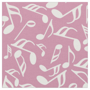 White Music Notes Fabric