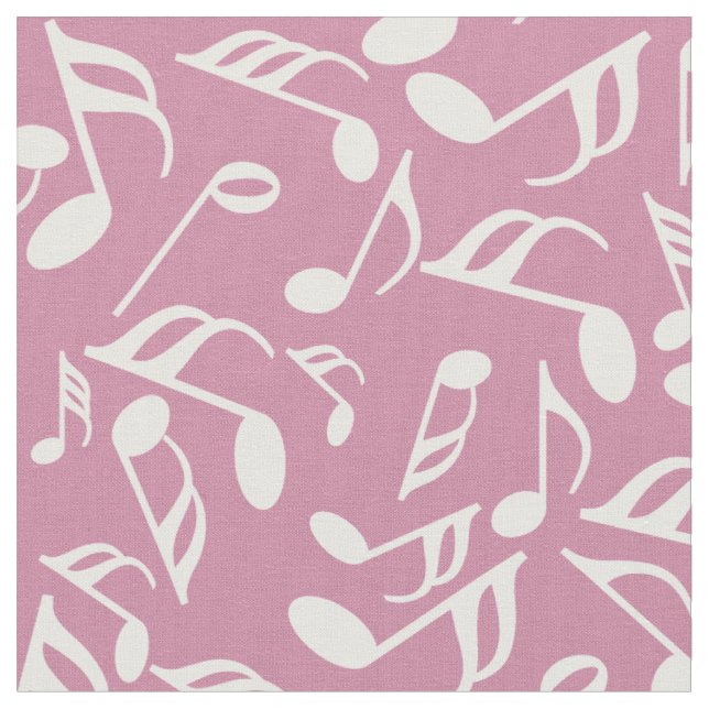 White Music Notes  Fabric (Close Up)