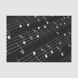 White Music Notes on Black Tissue Paper