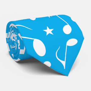 White Music Notes on Light blue Tie
