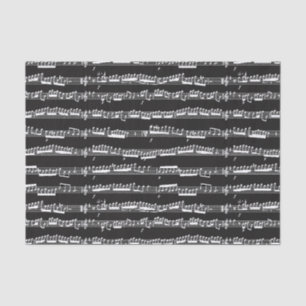 white music notes sheet on black