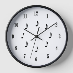 White Music Notes with Roman Numerals Clock