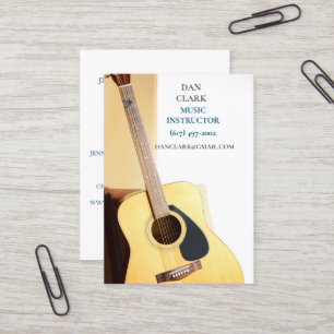 White Music Teacher/Musician/ Acoustic Guitar  Business Card