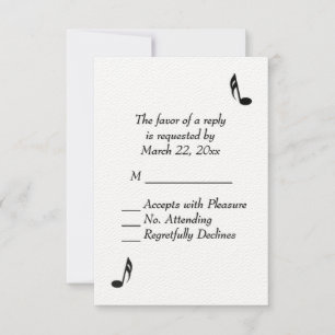 White Music Wedding RSVP Card