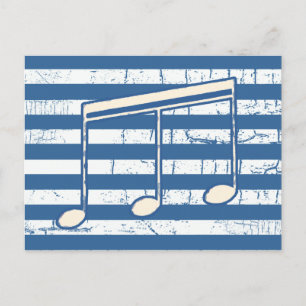 white musical note on stripes postcard